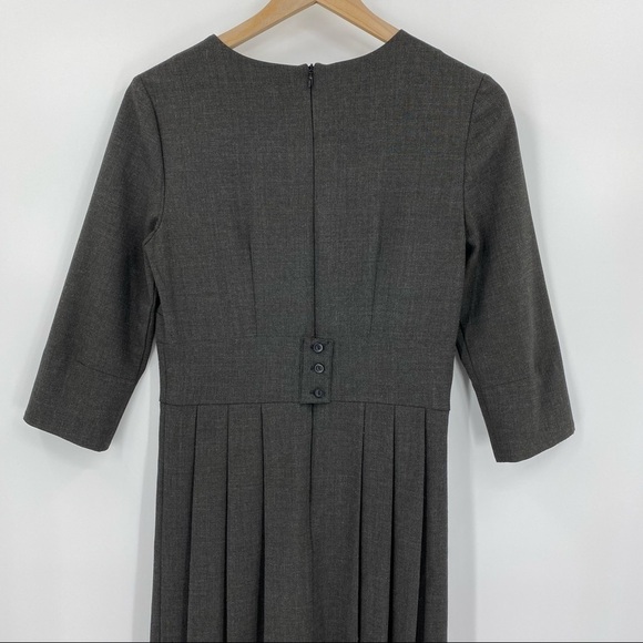 Hazel Brown Collection 100% Wool Midi Pleated Dress Gray Size 2 (Extra Small) - Picture 5 of 8